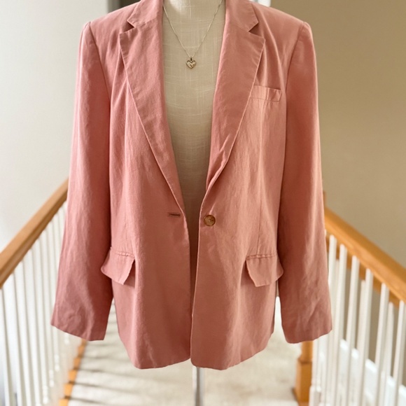 Women's Orvis Pink Linen Blend Blazer, Fully Lined, Size 14 - Picture 9 of 11